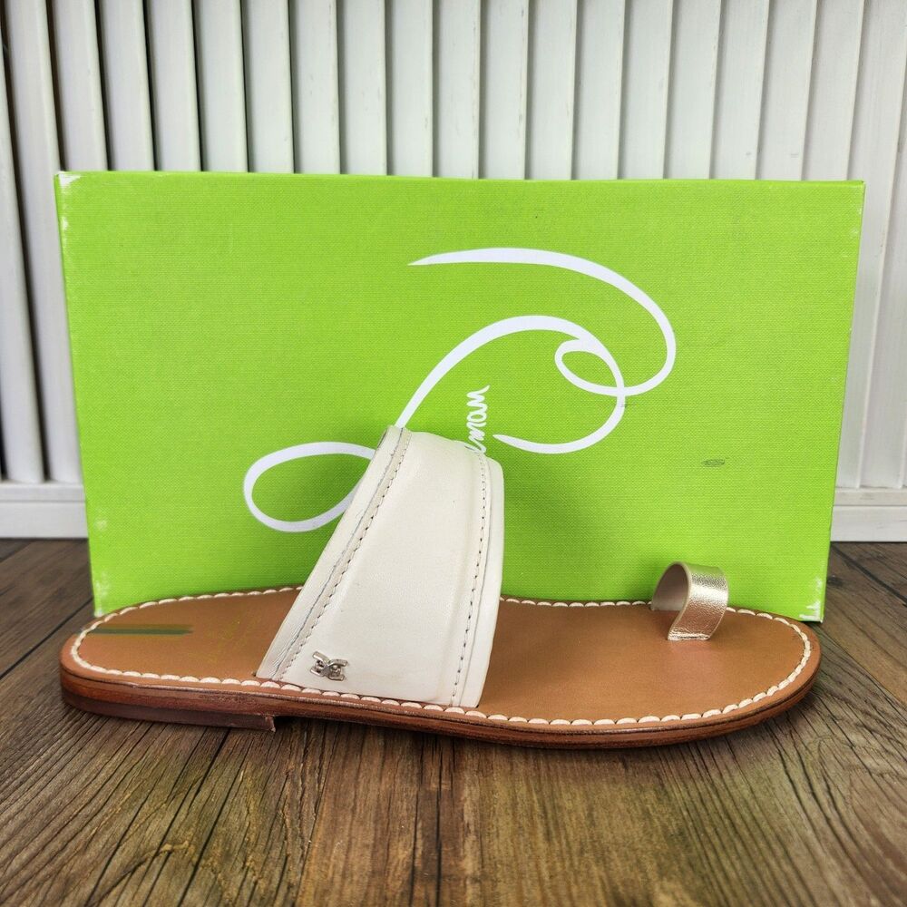 Sam Edelman Margit Modern Ivory Toe Loop Sandal Womens Size 7.5 M White Elegant